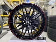 【超前輪業】全新 KONIG KN09 17吋鋁圈 5孔100 5孔108 5孔114.3 亮黑紅邊