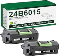 Remanufactured 24B6015 Toner Cartridge 2-Pack 24B6015 Black Toner Replacement for Lexmark 24B6015 To