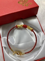 สร้อยข้อมือเชือกแดง ปี่เซียะทองแท้ คู่ น้ำหนัก0.3g 99.99% เชือกแดง เรียกทรัพย์ ป้องกันสิ่งชั่วร้าย ม