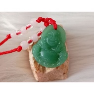 P322 - Natural Du Long Jade " Laughing Buddha " Pendant with Necklace Rope 天然独龙玉 " 笑佛 " 佛公 吊坠 配项链绳