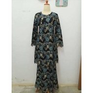 PreLove Baju Kurung Murah Lace Motif Bunga Hijau Hitam
