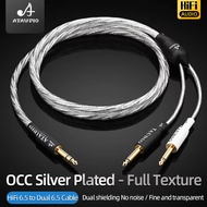 ATAUDIO HiFi 6.5mm to Dual 6.5mm Audio Cable 6N OCC Silver Plated Core 6.35mm Cable for Electronica 
