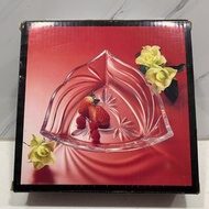 全新日本製 SOGA Japan 立體浮雕水晶玻璃三角盤 水果盤 點心盤