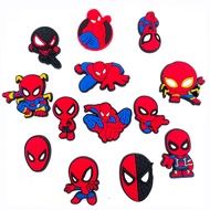 13/Spider-Man charm Set with cross sandals, Spider Man sticker button 2D plastic cartoon pvc charm s