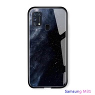 ใหม่สำหรับ Samsung Galaxy M31แก้วเคสโทรศัพท์ดีไซน์หรูไม่ซ้ำใคร Aurora Starry Star Space ปลอก Gradient Cover Glossy กระจกเทมเปอร์กรณีปลอก
