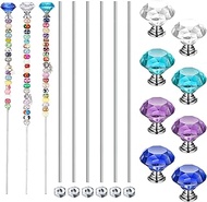 Pelopy Pack of 8 DIY Fairy Garden Beaded Stakes Wands Kit 8 Pcs of 8/32 Inch 12 Inch Threaded Rods a