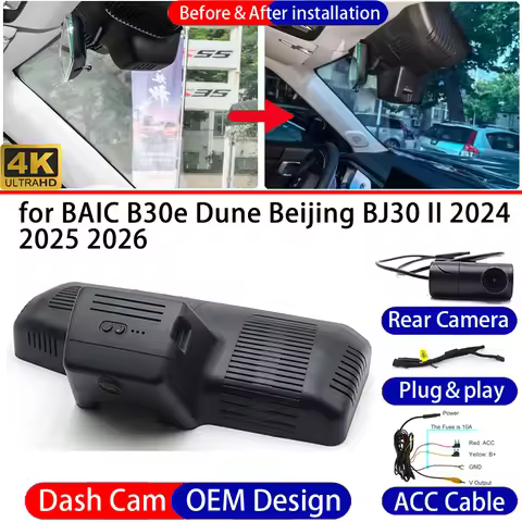 Dash Cam for BAIC B30e Dune Beijing BJ30 II 2024 2025 2026 Front＆Rear 4K DVR Dashboard Camera Video 