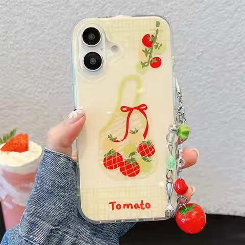 Korean Cute Shopping Bag Phone Case For iPhone 17 16 15 14 13 12 11 Pro Max 16E 17Air 7 8 Plus With 