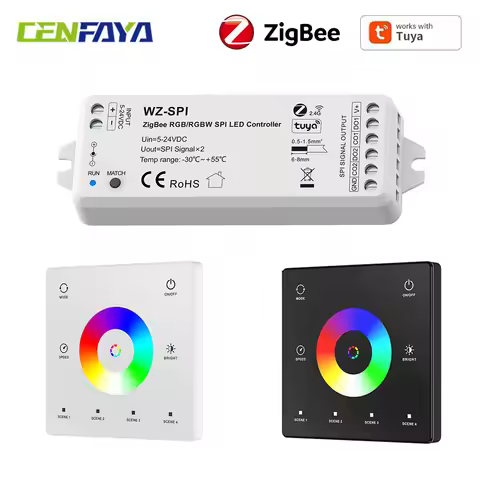 5V-24V Tuya Zigbee SPI LED Controller RGB RGBW IC WS2812B WS2811 TM1803 TM1804 SK6812 Pixel Strip Li