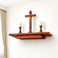 (Pre-installed) Mdf wooden wall-mounted Catholic altar with full accessories, God altar, simple wall