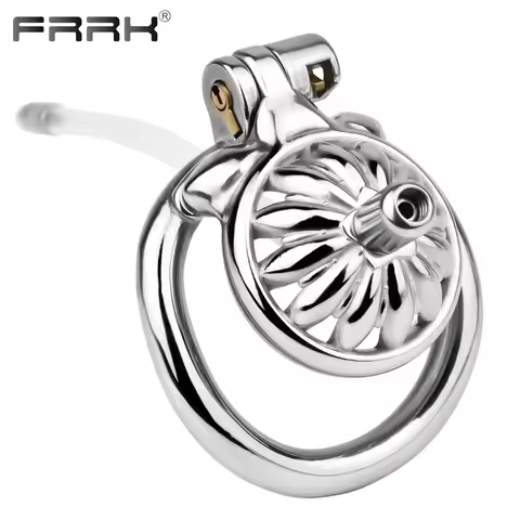 FRRK Small Male Chastity Cage with Detachable Silicone Urethral Sounding BDSM Sissies Chastity Belt 