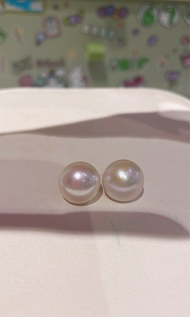福利特價18K金天然極光淡水珍珠耳環12mm 極光鏡面 南洋澳白平價替代耳釘