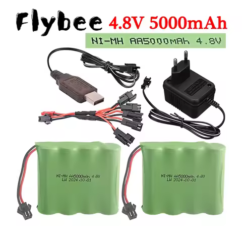 (SM PLUG) 5000mah 4.8V NI-MH Battery With Charger For Rc Toys Cars Tanks Robot Boats Guns NiMH AA 4.