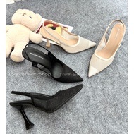 QCCC Pointed Toe Open Heel Mesh HIGH HEEL SHOES Open Heels High Heels