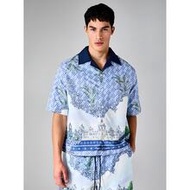 เสื้อเชิ้ตแขนศอกทรง Boxy Fit พิมพ์ลาย AOP ลาย Baroque และ Tropical Bunny Logo คอปกแคมป์สำหรับฤดูร้อน