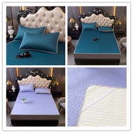 Thin latex mattress 3in1 Bed Mat Ice Silk Latex Mattress Set Foldable Soft Bedding Sets Cool Sleep Pillowcases Full Queen King Protector Thin latex mattress