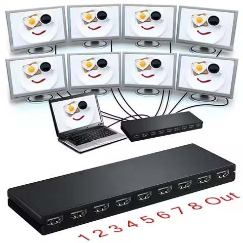 4K 1x8 HDMI Splitter 1 in 8 Out HDMI Video Distributor Converter Multi Screen Display for PS4 Xbox C