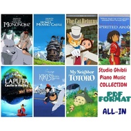 Studio Ghibli PIANO SHEET MUSIC Hayao Miyazaki Animation Soundtrack Songs Melody for Piano