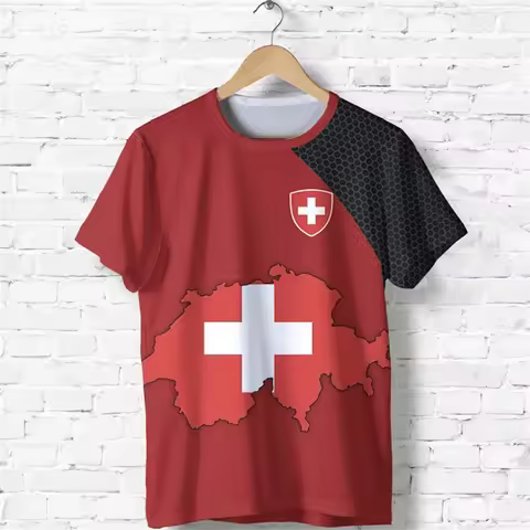 Outdoor Casual Sportswear Tshirts For Men Clothing Switzerland National Emblem Flag 3d Print Cool T-