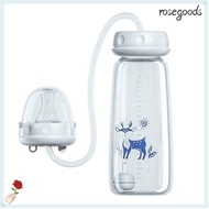 ROSEGOODS Feeding Bottle Set, 8oz/240ml with Straw Brush Hands-Free Baby Bottle, Normal-Neck Self-Fe