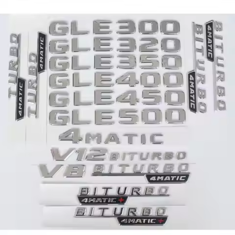 Chrome Letters W166 W167 C292 GLE300 GLE320 GLE350 GLE400 GLE450 GLE500 GLE550 Symbols Badge 4MATIC 