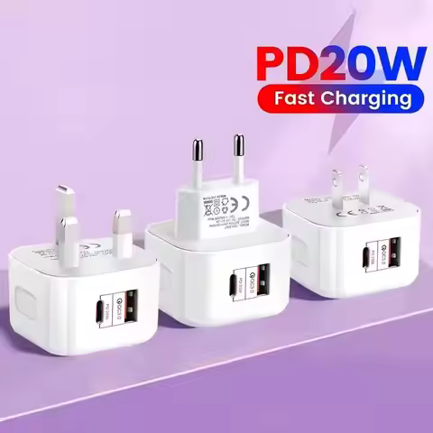 20W PD Dual Ports Wall Charger Type-C USB C PD Phone Fast Charger Super Quick Charging Power Adapter