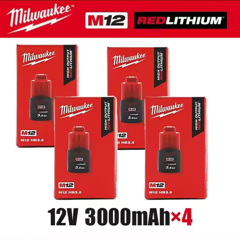 Milwaukee M12 12V 3AH Lithium Ion Battery M12HB2 M12HB3, M12-18FC Charger 48-11-2402 48-11-2411 Cord