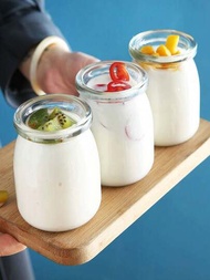 6入組布丁玻璃罐酸奶瓶附蓋烘焙模具果凍杯果醬瓶