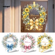 CUH- Static Cling Privacy Film Static Cling Window Sticker Spring Flower Wreath Window Cling Reusabl