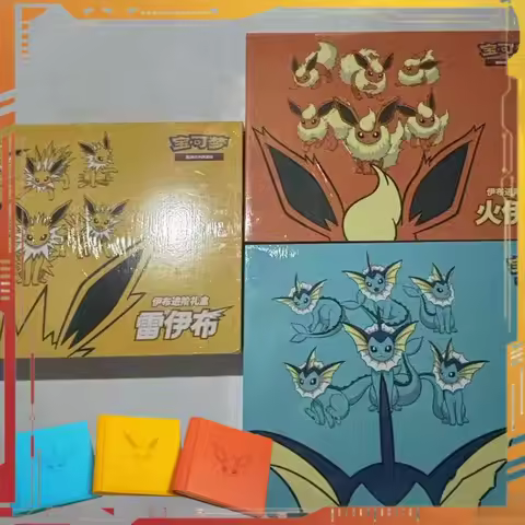 Genuine PTCG Trading Card Chinese Eevee Evolution Advanced Gift Box Mine Eevee Fire Eevee Water Eeve