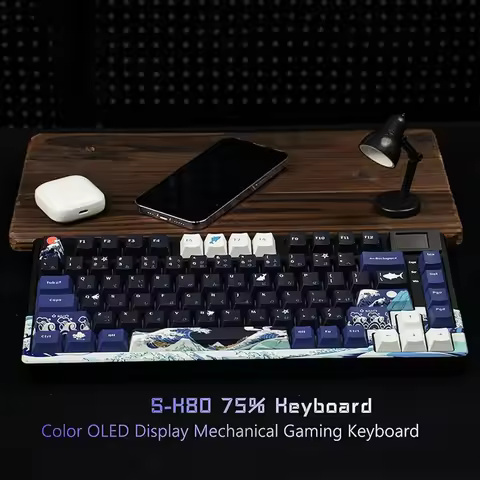 Womier S-K80 75% Mechanical Gaming Keyboard Color OLED Display Keyboard Hot Swap Gasket Mount RGB Cu
