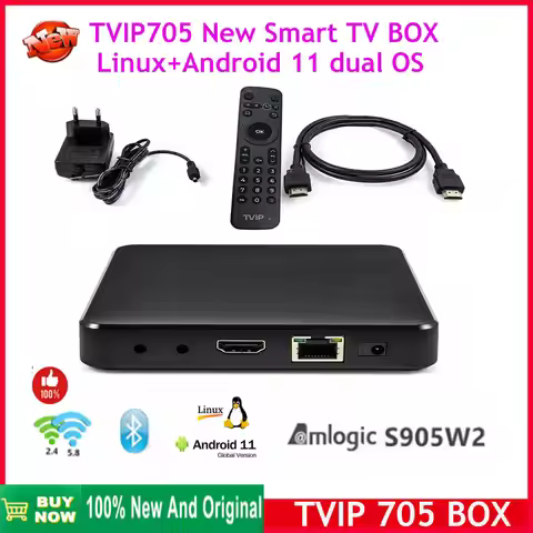 New arrival TVIP S-Box v.705 4K Ultra HD Linux +Android 11.0 OS TV BOX Amlogic S905W2 2.4/5G WiFi TV