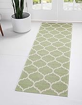 Unique Loom Decatur Collection Trellis Geometric Contemporary Green/Ivory Runner Rug (2' 2 x 7' 4)