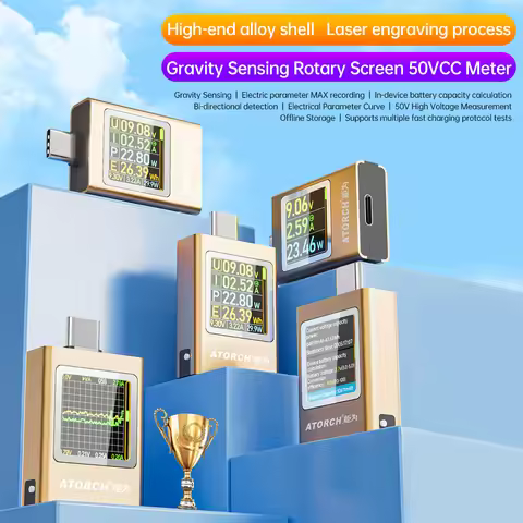 AT085C Multi-function Type-C PD3.1 Charger Tester Digital Voltage and Current Meter Power Meter DC 4