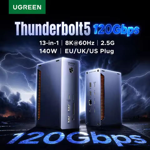 UGREEN Thunderbolt 5 Docking Station 8K60Hz 120Gbps 2.5GbE RJ45 SD&TF 3.5mm for MacBook Laptop Dell 