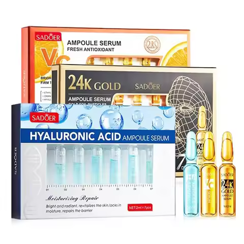 7pcs/Kit SADOER Ampoule Vitamin C 24K Gold Hyaluronic Acid Serum for Face Moisturizing Brightening H