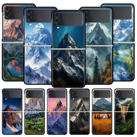 Mountain Peaks Landscape Phone Case For Samsung Galaxy Z Flip3 Flip4 Flip5 Case Shell For Z Flip 3 4
