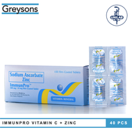 ImmunPro Sodium Ascorbate + Zinc by Unilab 40 Tablets : [ immunopro ,  immuno pro , immuno , Vitamin C , immunity booster ]