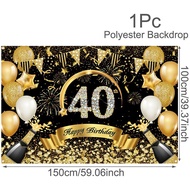 Happy 30th 40th 50th Birthday Banners Black Gold Birthday Party Decorations Adults 30 40 50 Years Ol