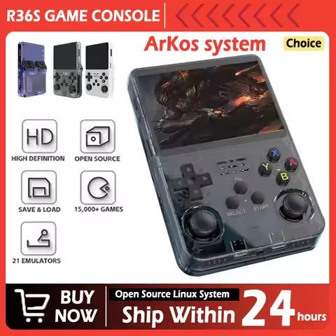 R36S Portable Handheld Game Controller with 3.5" HD Screen, Rechargeable Battery - Perfect Christmas