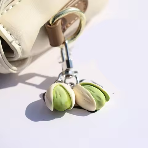 Creative Pistachios Shaped Key Rings Playful Pistachios Key Accessory Sturdy Keyrings Adornment for