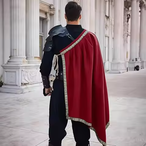 Medieval Tudor Cloak Renaissance Knight Men's Half Shoulder Cape Black Hooded Shrug Ranger Cape Larp