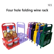 NEX 4 Bottle Beer Holder Foldable Handle Design Stand Rack For Outdoor Entertainment