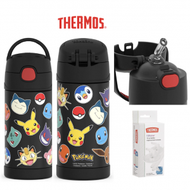 POKÉMON - 美國 Thermos 不鏽鋼真空兒童保溫吸管瓶水壺 - Pokemon + 吸管替換配件 (2 件裝)