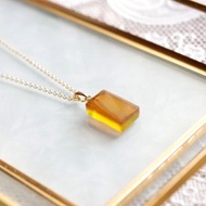 樹脂藝術 長方形墜飾項鍊琥珀糖
