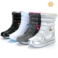 Snow Boots Women Winter Flat Mid-Tube Boots Water-Repellent Thickened Zipper Wool Snow Boots Snow Bo