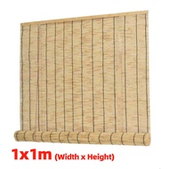 Wooden Slan Sunscreen Reed Curtain Blinds Ramin Blackout Sunshade Balcony Roller Blinds Partition Curtain Pastoral Outdoor Vintage Adjustable