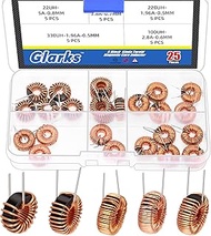 Glarks 25pcs 5 Sizes Toroid Core Inductor Kit, 22UH-5A 47UH-3.8A 220UH-1.96A 330UH-1.96A 100UH-2.8A 