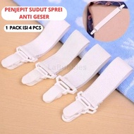 Pengait Sprei Ujung Kasur Anti Geser Set Isi 4pcs Penjepit Sprey Springbed Bed Cover Jepitan Sprei U