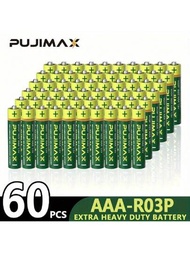 PUJIMAX 4/20/40/60 piezas, batería de carbono AAA, adecuada para control remoto, reloj despertador, timbre de puerta, estufa de gas, calentador de agua, llaves de coche, gamepad, linterna, alto rendimiento, duradero y de larga duración [batería no recargable, no cargue]